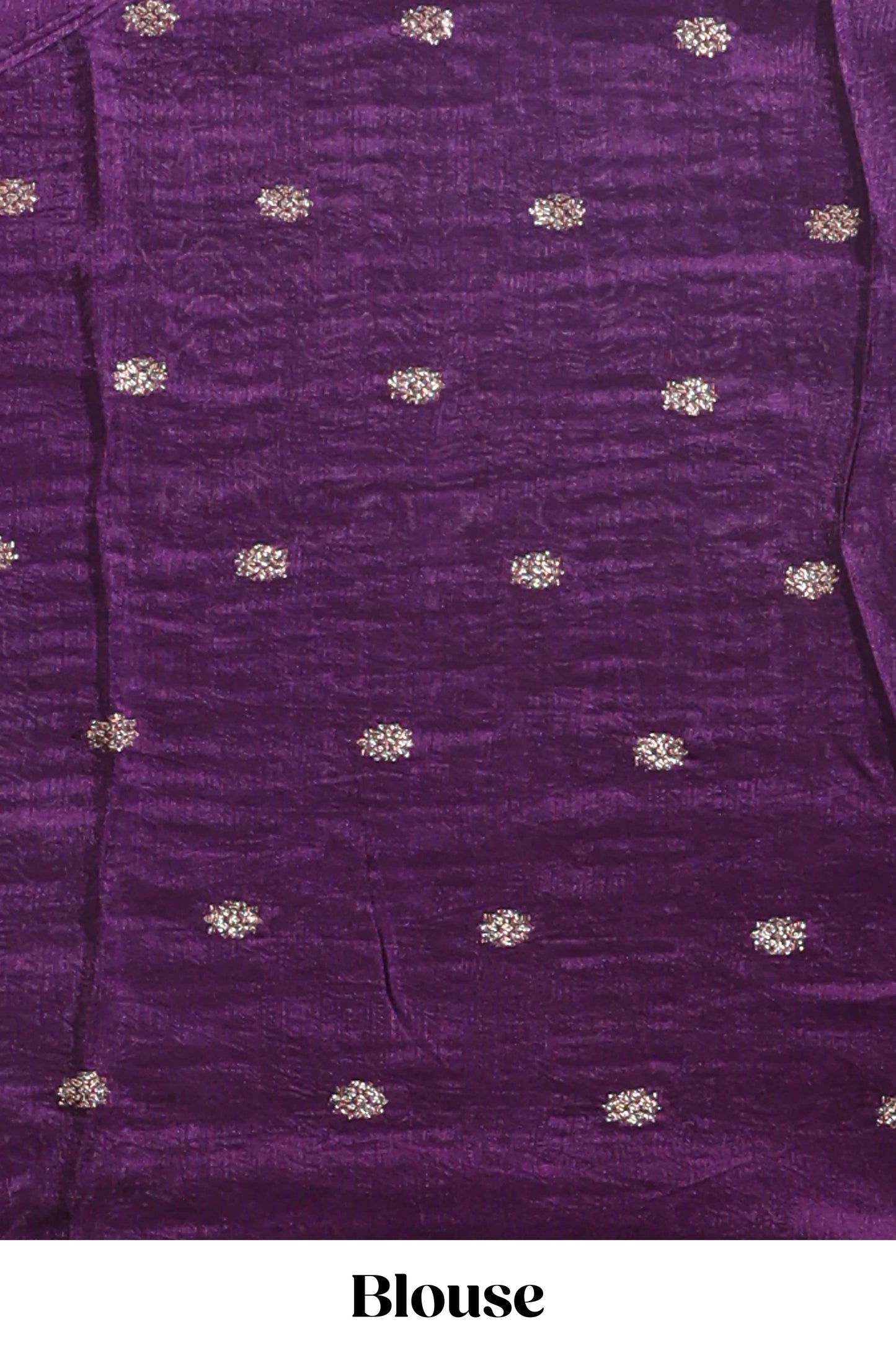 Peach checked floral motifs chiffon saree with self zari border and contrast blouse