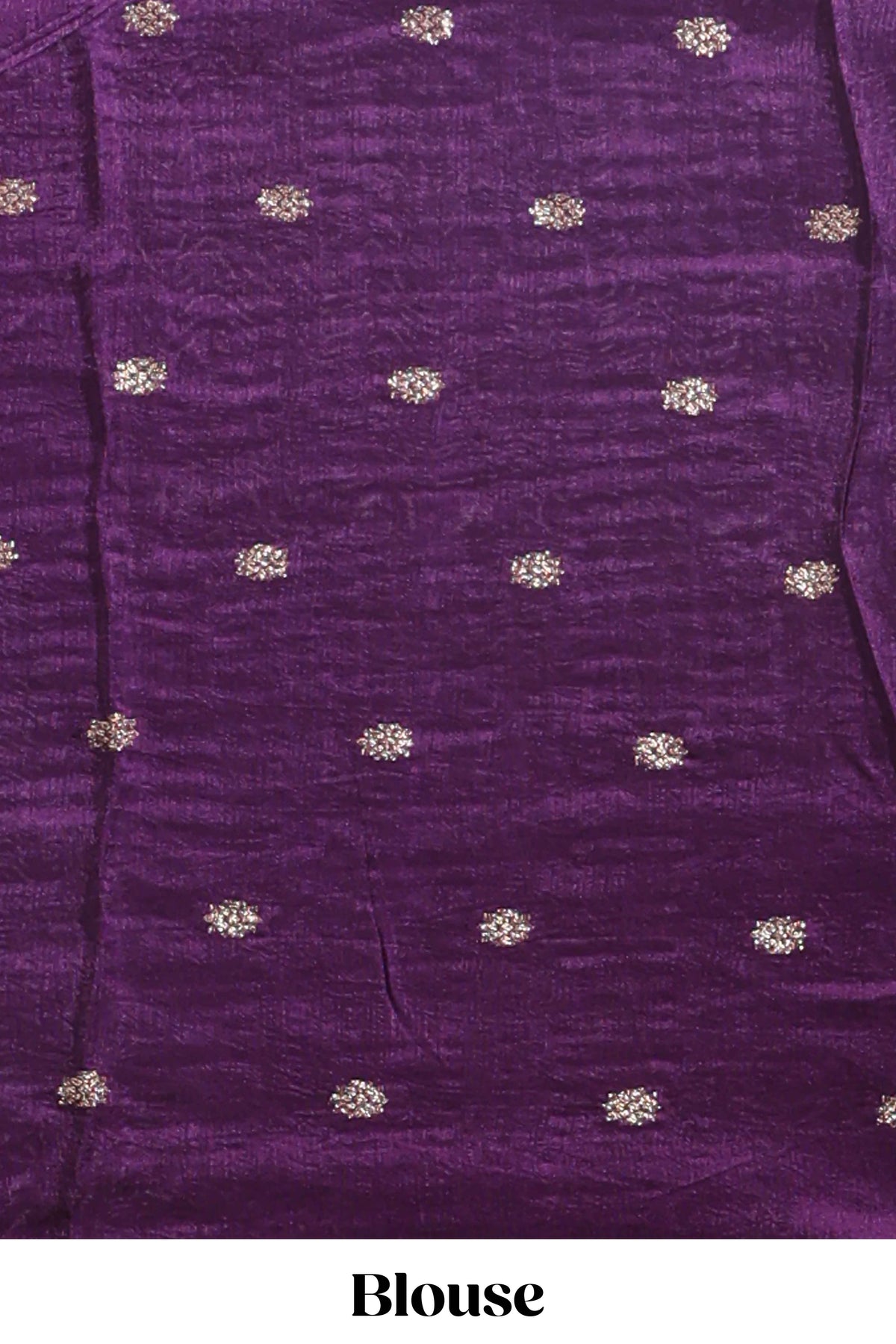 Peach checked floral motifs chiffon saree with self zari border and contrast blouse