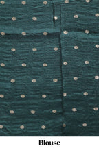 Red checked floral motifs chiffon saree with self zari border and contrast blouse