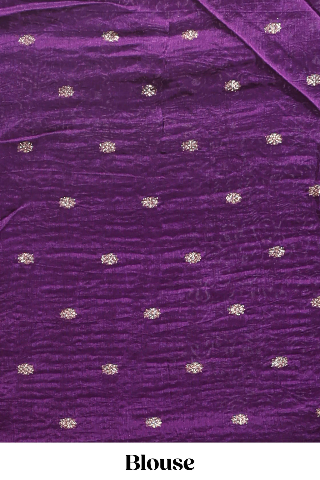 Brown checked floral motifs chiffon saree with self zari border and contrast blouse