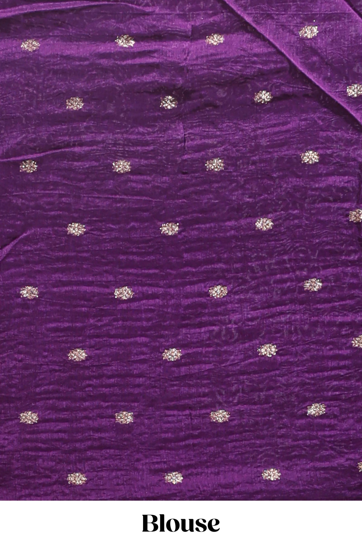 Brown checked floral motifs chiffon saree with self zari border and contrast blouse