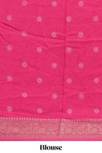 Pink floral designed chiffon saree with self zari border and matching blouse