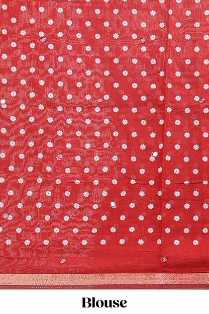 Olive green kalamkari style chanderi cotton saree with contrast border and blouse