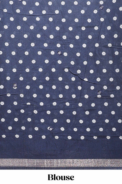 Turquoise green kalamkari style chanderi cotton saree with contrast border and blouse