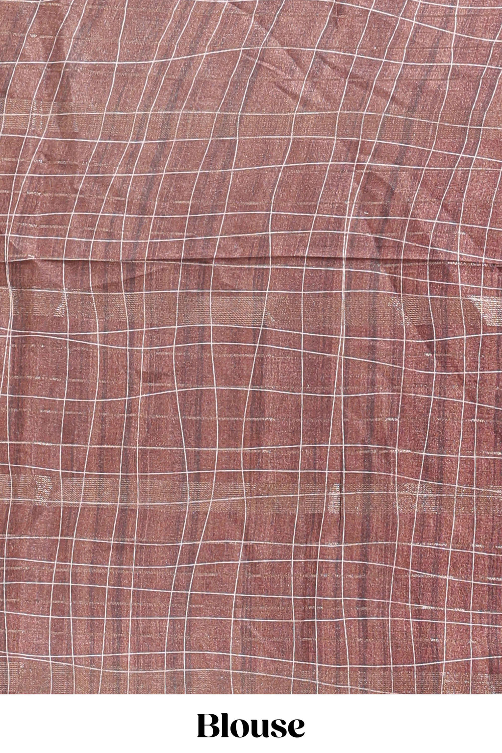 Brown checked birds & floral design chanderi cotton saree with contrast border and blouse