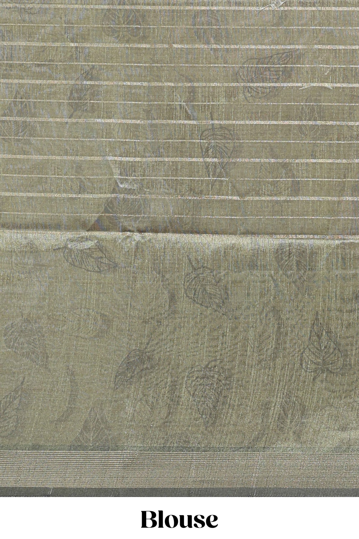 Green striped leaf design chanderi cotton saree with contrast floral & crane design border and blouse