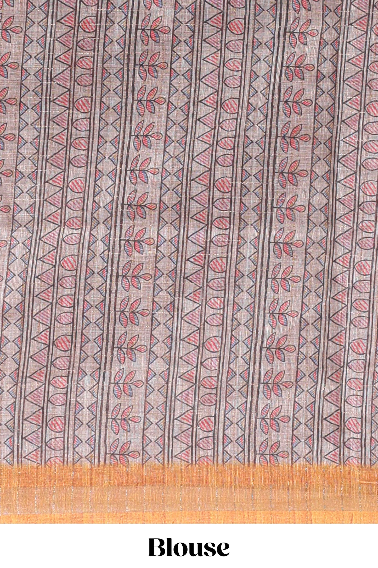 Mustard bhandhini style floral design chanderi cotton saree with self zari border and contrast printed blouse