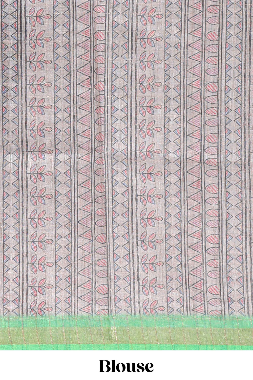 Green bhandhini style floral design chanderi cotton saree with self zari border and contrast printed blouse
