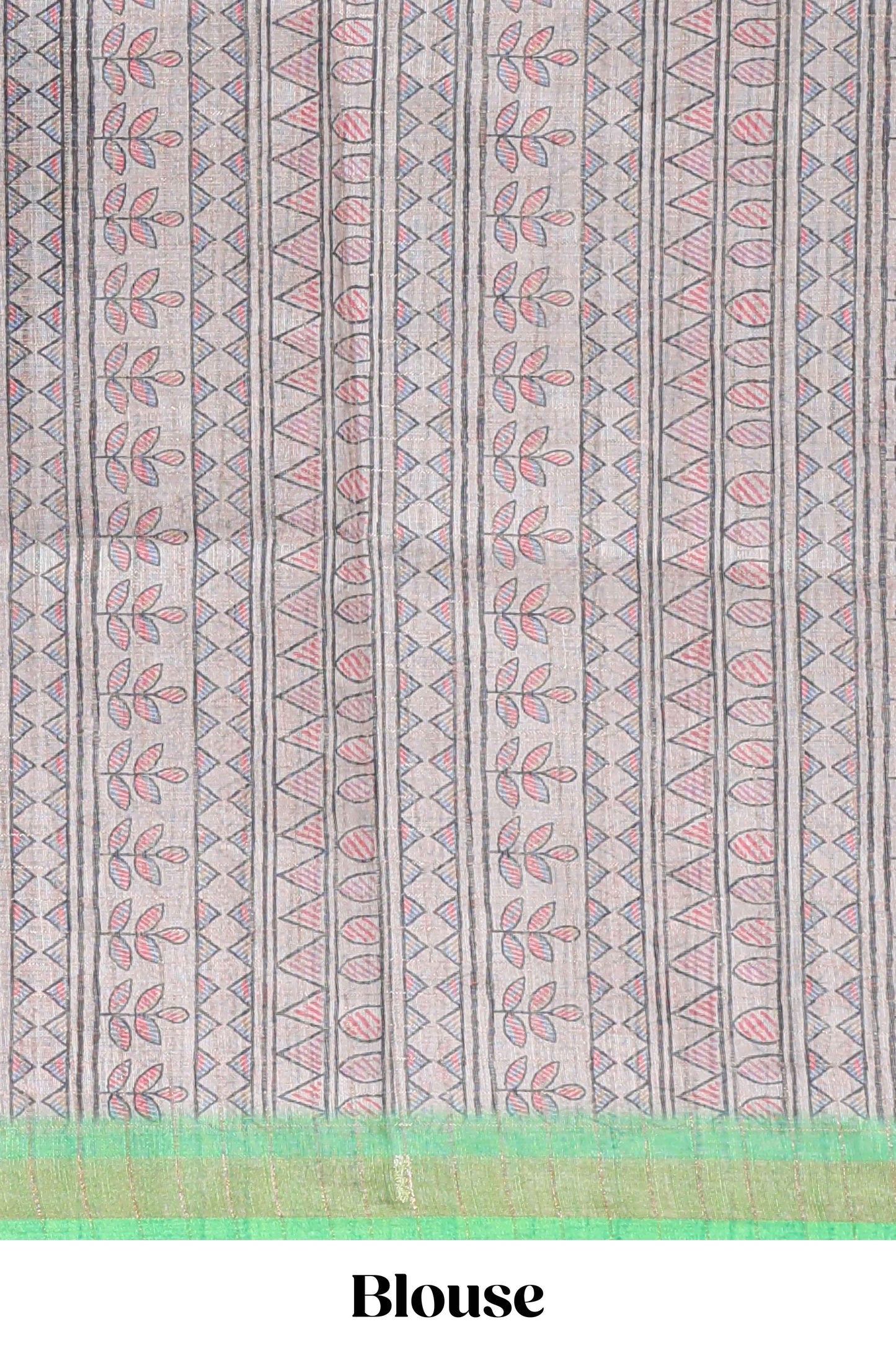 Green bhandhini style floral design chanderi cotton saree with self zari border and contrast printed blouse