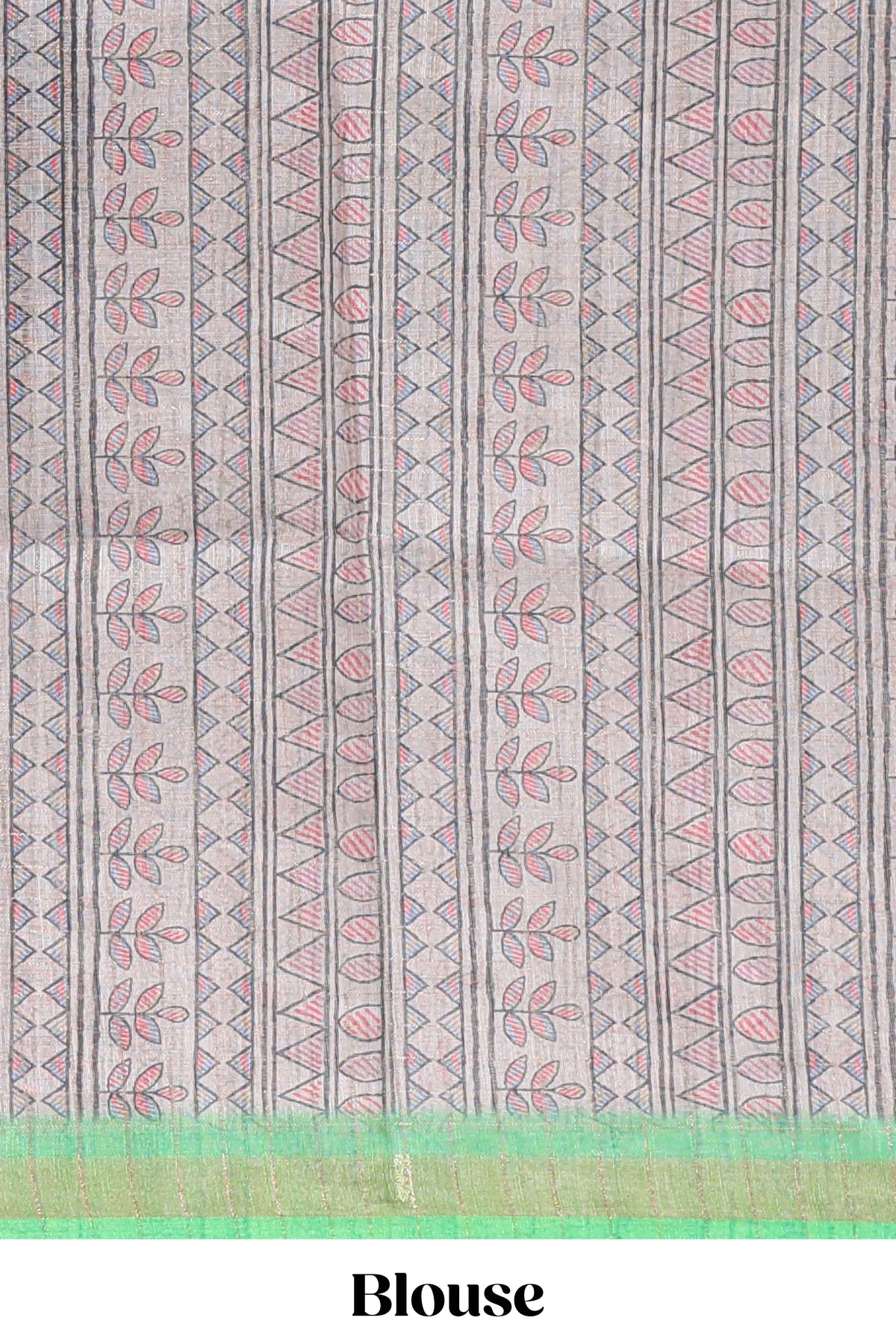 Green bhandhini style floral design chanderi cotton saree with self zari border and contrast printed blouse