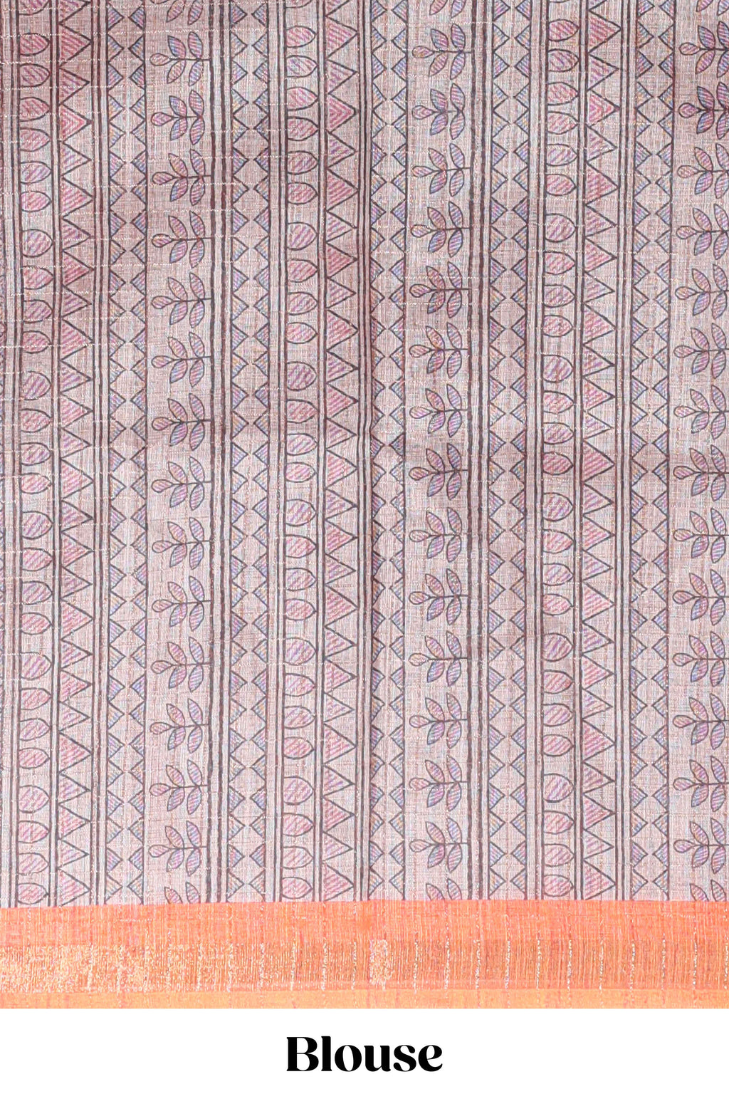 Orange bhandhini style floral design chanderi cotton saree with self zari border and contrast printed blouse