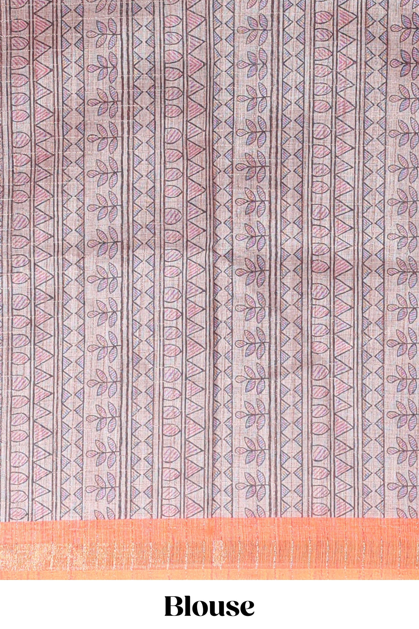 Orange bhandhini style floral design chanderi cotton saree with self zari border and contrast printed blouse