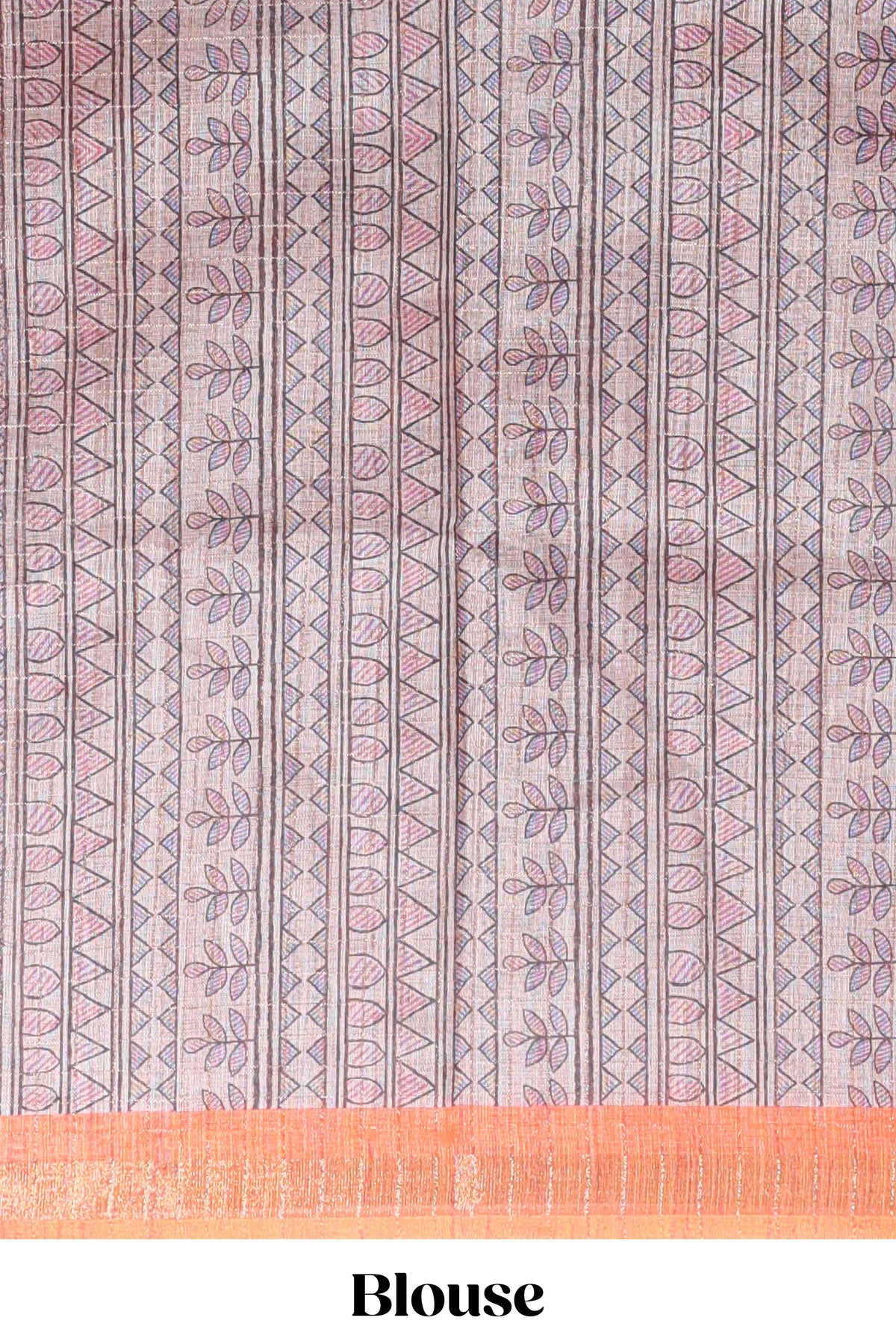 Orange bhandhini style floral design chanderi cotton saree with self zari border and contrast printed blouse
