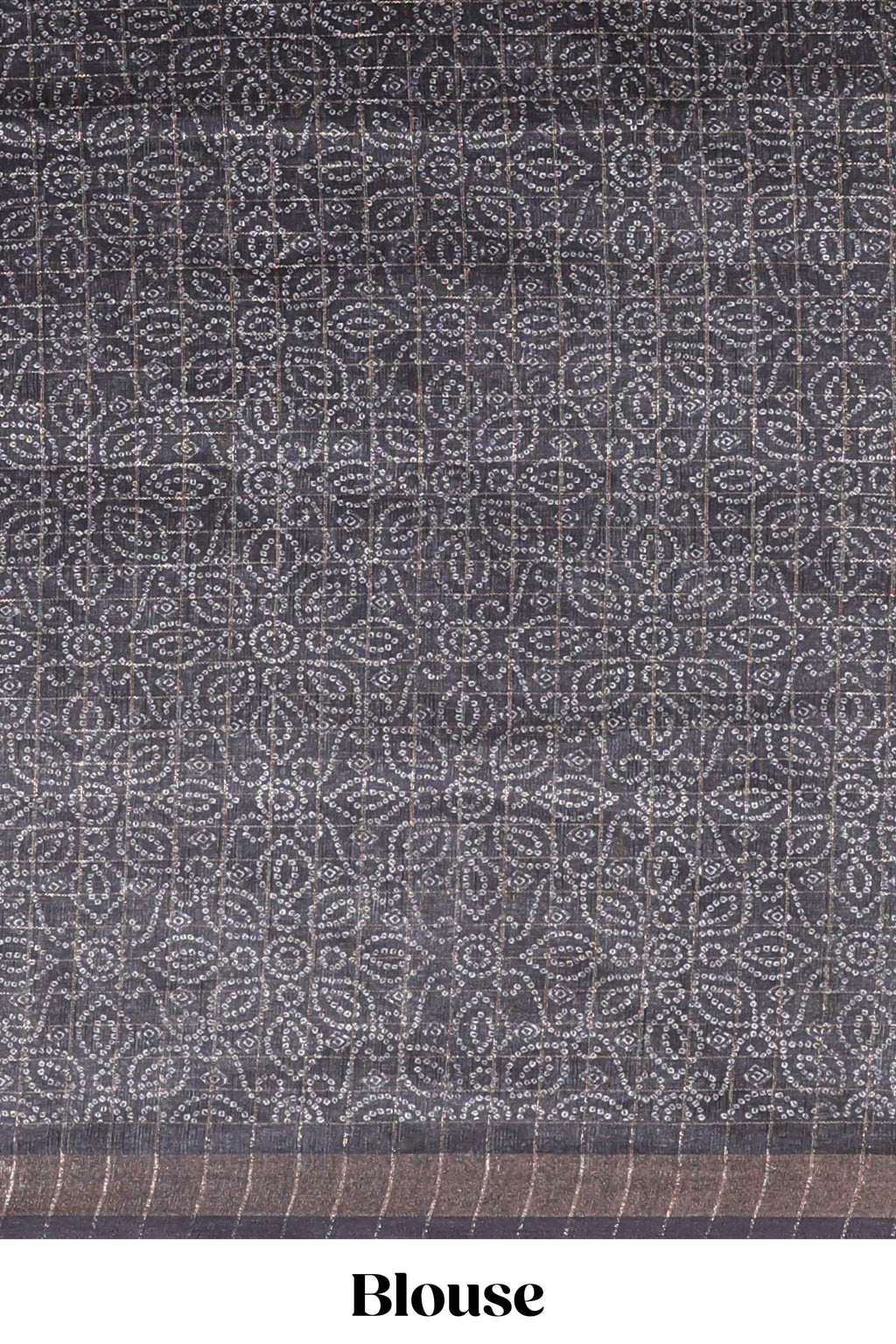 Cream & black dual shade checked floral design chanderi cotton saree with self zari border and matching blouse