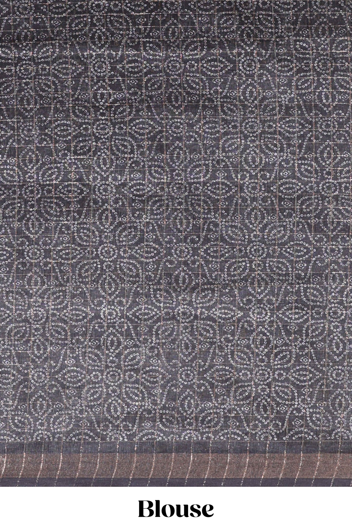 Cream & black dual shade checked floral design chanderi cotton saree with self zari border and matching blouse