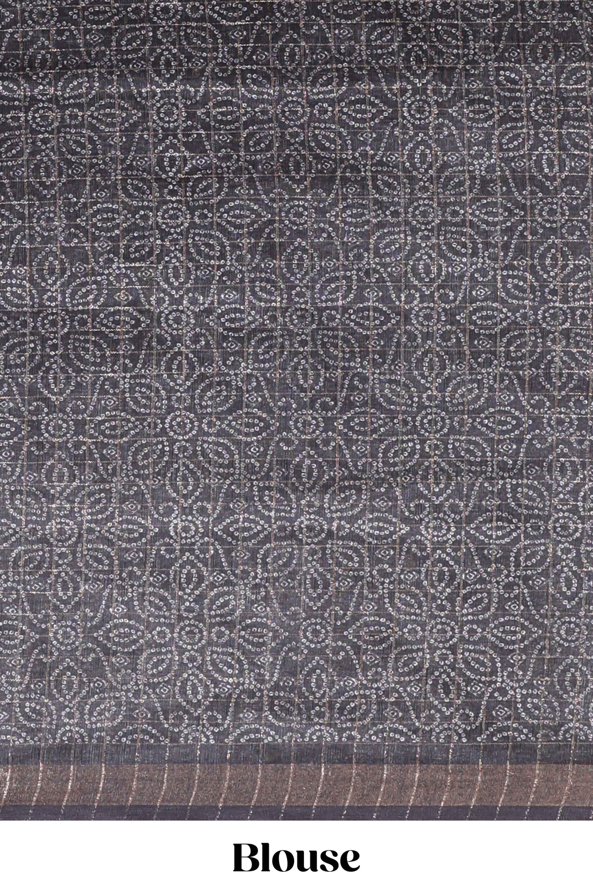 Cream & black dual shade checked floral design chanderi cotton saree with self zari border and matching blouse