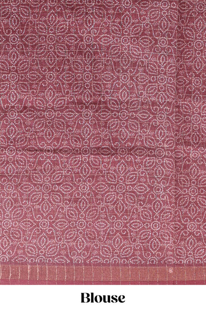 Orange & maroon dual shade checked floral design chanderi cotton saree with self zari border and matching blouse