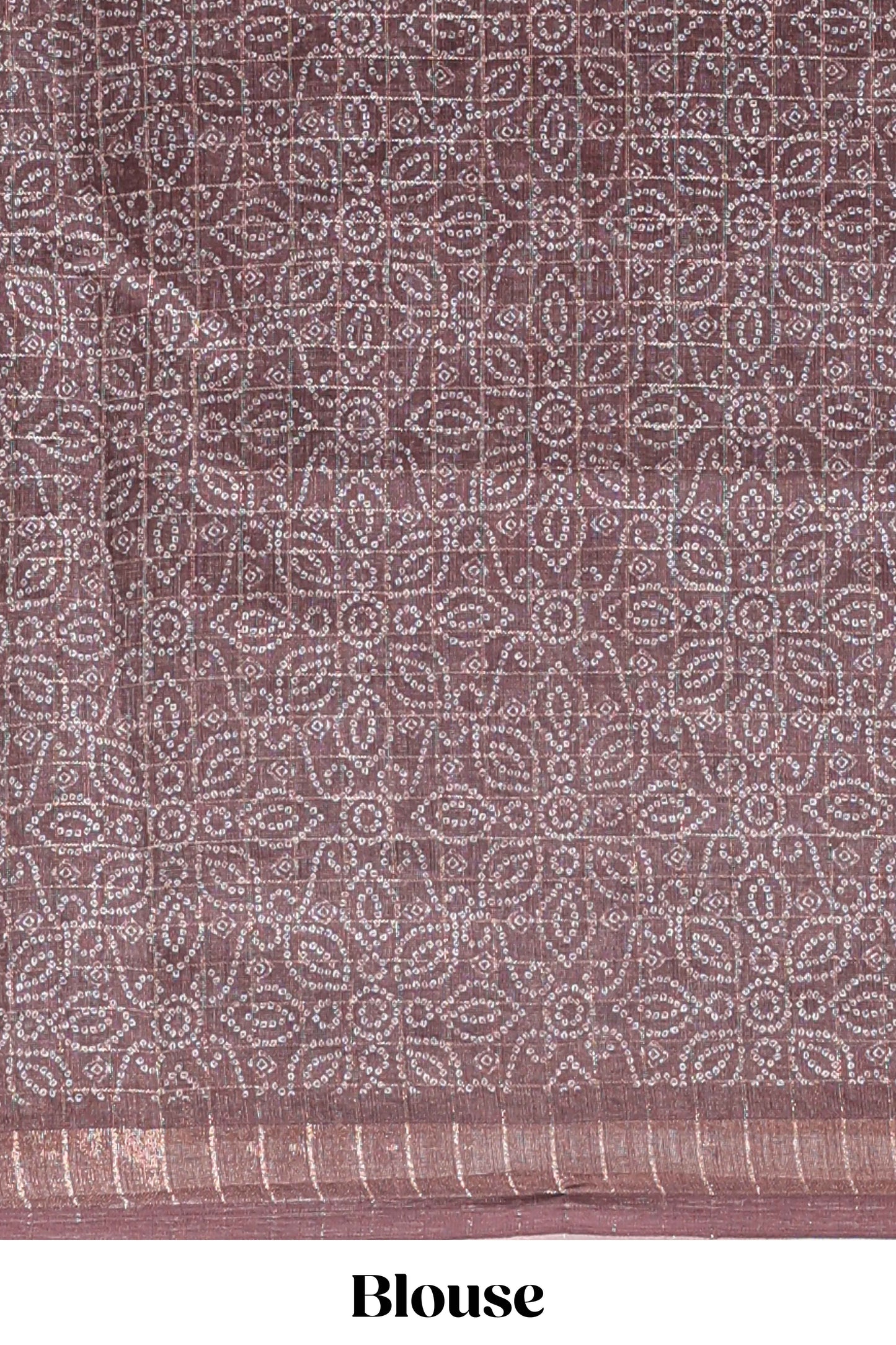 Lime yellow & brown dual shade checked floral design chanderi cotton saree with self zari border and matching blouse