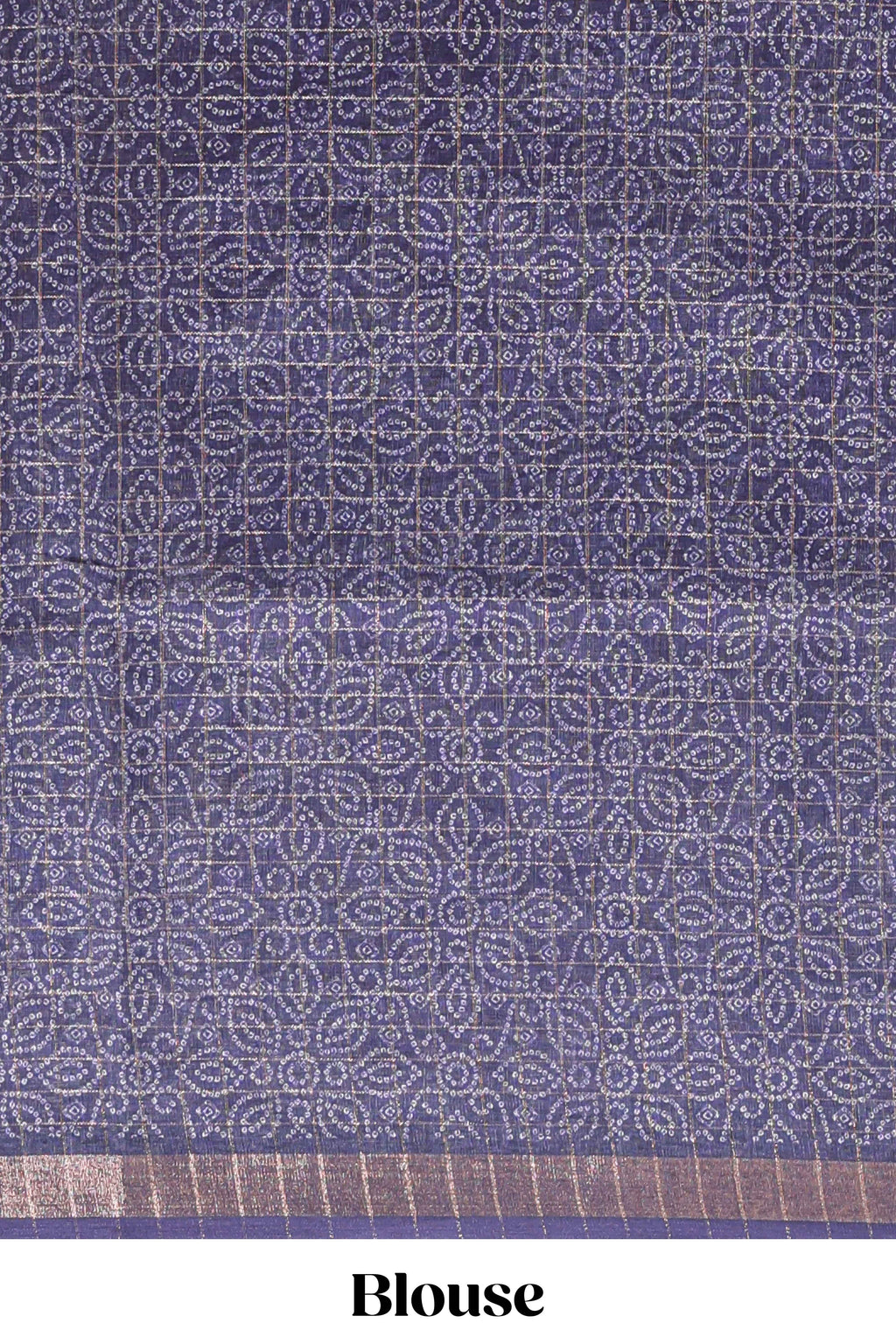 Pink & dark blue dual shade checked chanderi cotton saree with self zari border and printed pallu