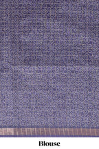 Pink & dark blue dual shade checked chanderi cotton saree with self zari border and printed pallu