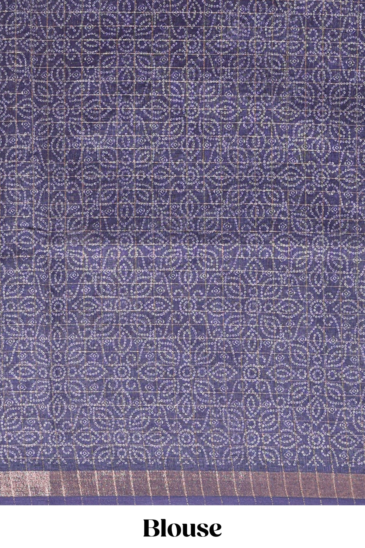 Pink & dark blue dual shade checked chanderi cotton saree with self zari border and printed pallu