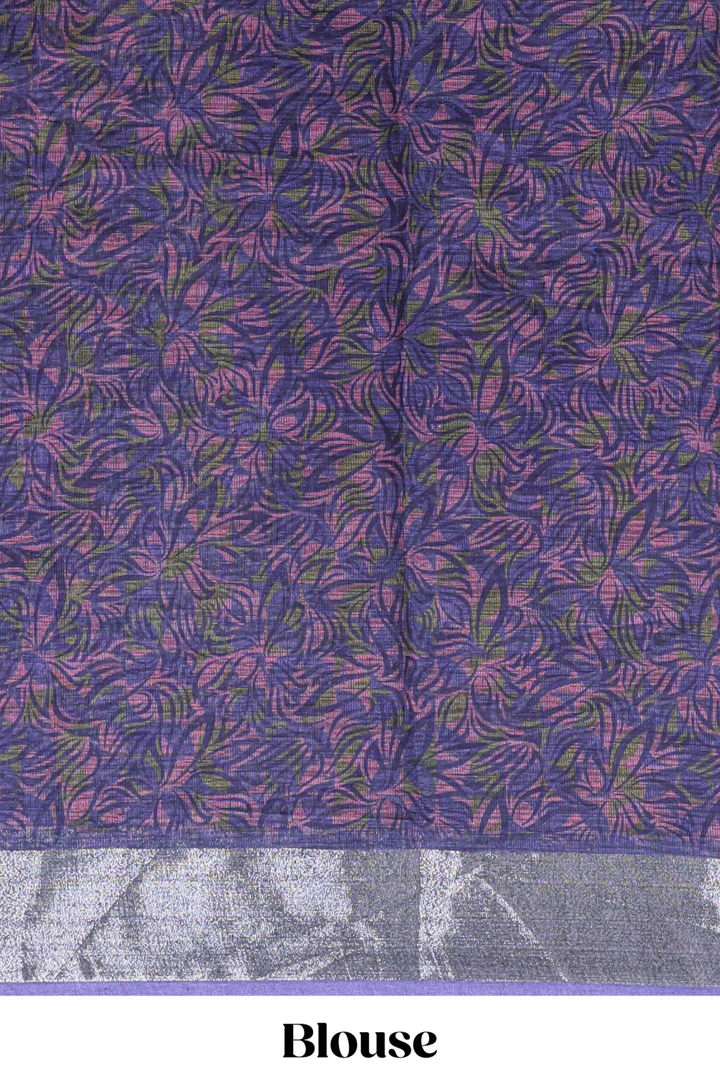 Lavender floral design chanderi cotton saree with contrast zari border and matching blouse
