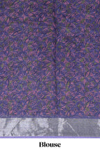 Lavender floral design chanderi cotton saree with contrast zari border and matching blouse
