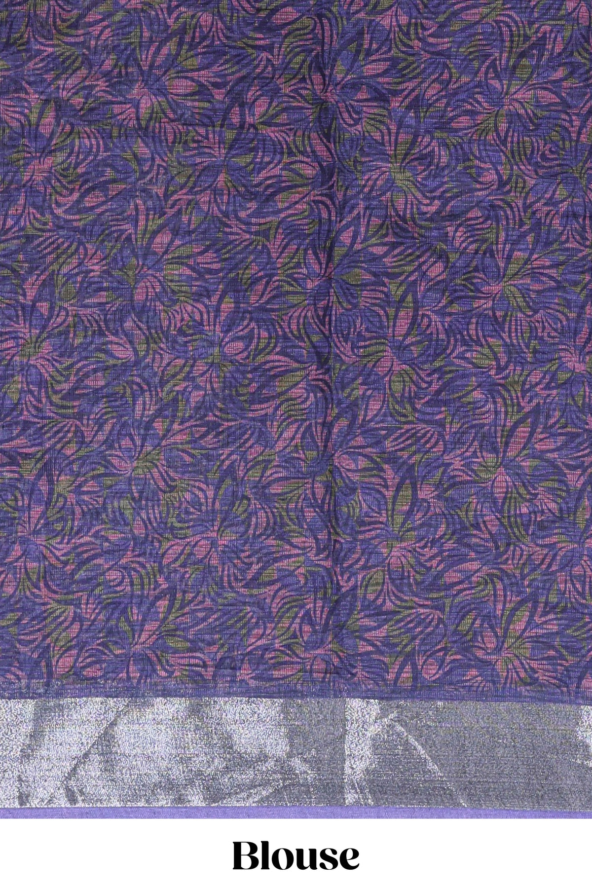 Lavender floral design chanderi cotton saree with contrast zari border and matching blouse