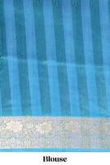 Orange striped kalamkari design chanderi cotton with contrast zai border and self pallu