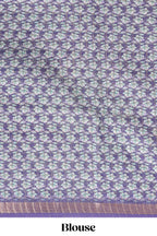 Pink & lavender dual shade checked floral design chanderi cotton saree with self zari border and matching blouse
