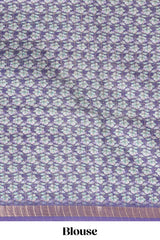 Pink & lavender dual shade checked floral design chanderi cotton saree with self zari border and matching blouse