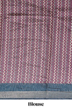 Maroon geometric & elephant motif chanderi cotton saree with contrast border and chevron blouse