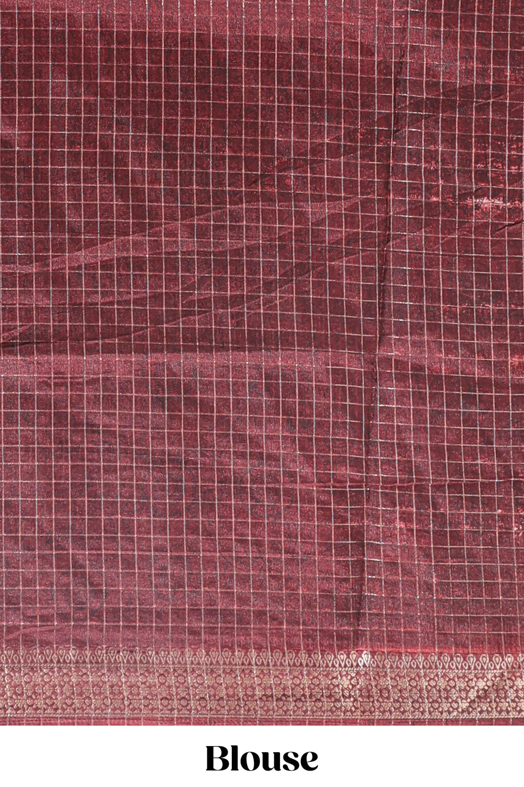 Cream checked floral design chanderi cotton saree with contrast border and printed pallu