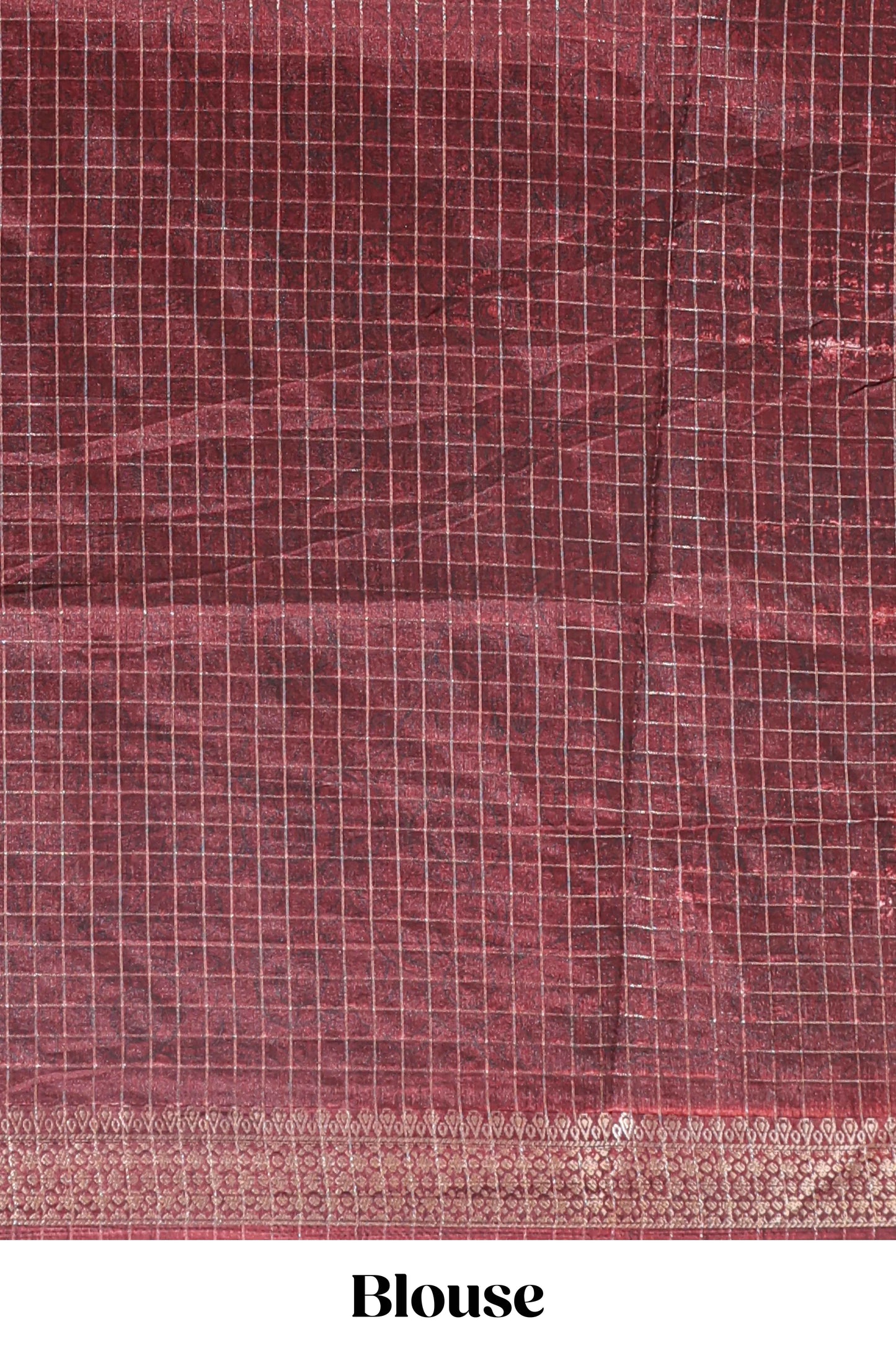 Cream checked floral design chanderi cotton saree with contrast border and printed pallu