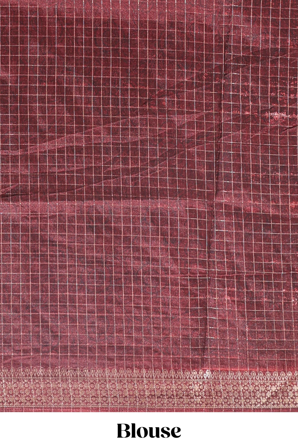 Cream checked floral design chanderi cotton saree with contrast border and printed pallu