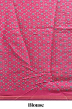 Blue Chanderi cotton saree with elephant motifs tie and dye effect patterns and contrast zari border along with printed blouse