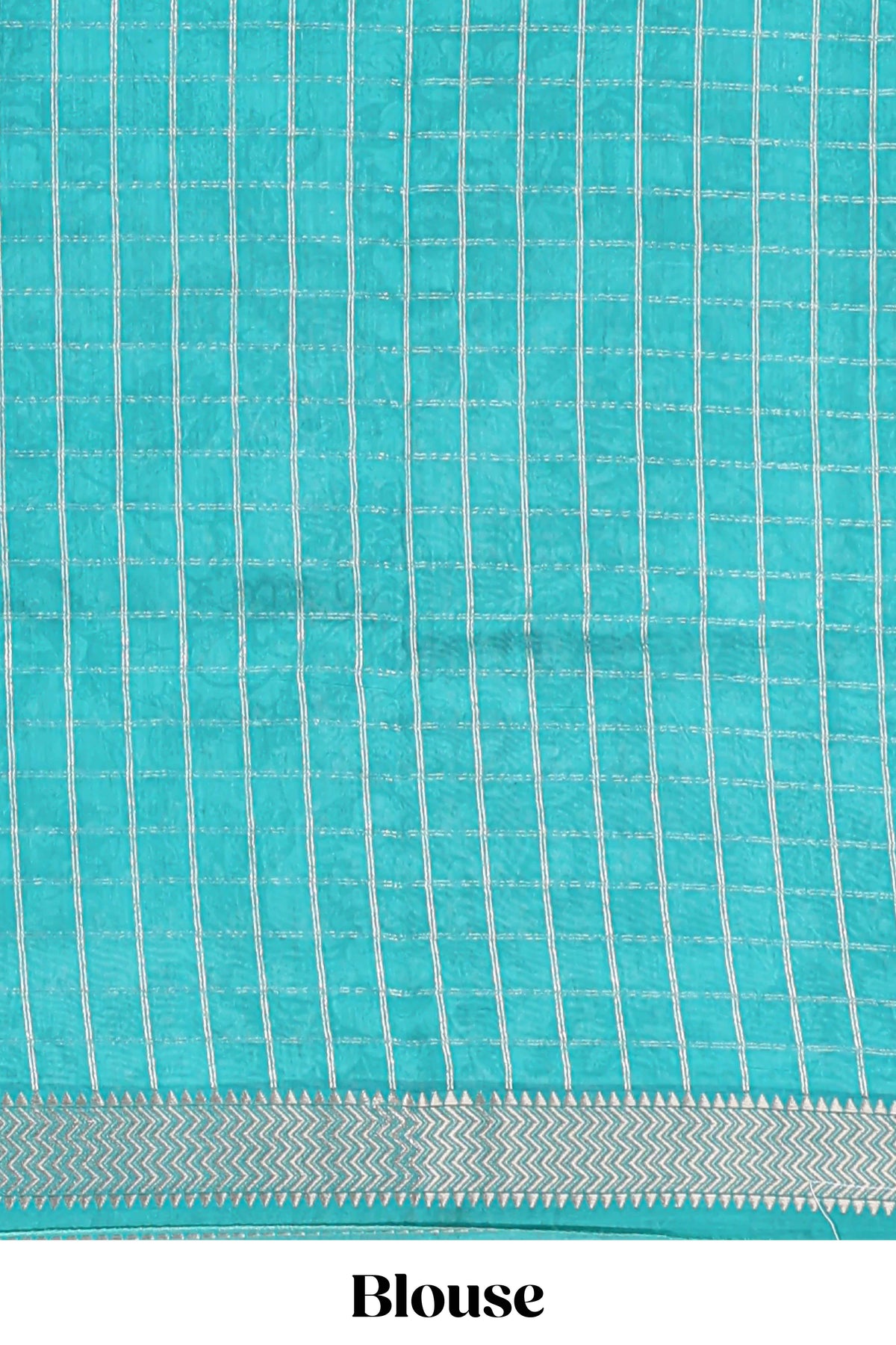Black checked floral design chanderi cotton saree with contrast zari border and checked blouse