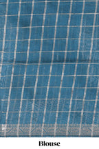 Red checked bottom floral design chanderi cotton saree with contrast border and checked blouse