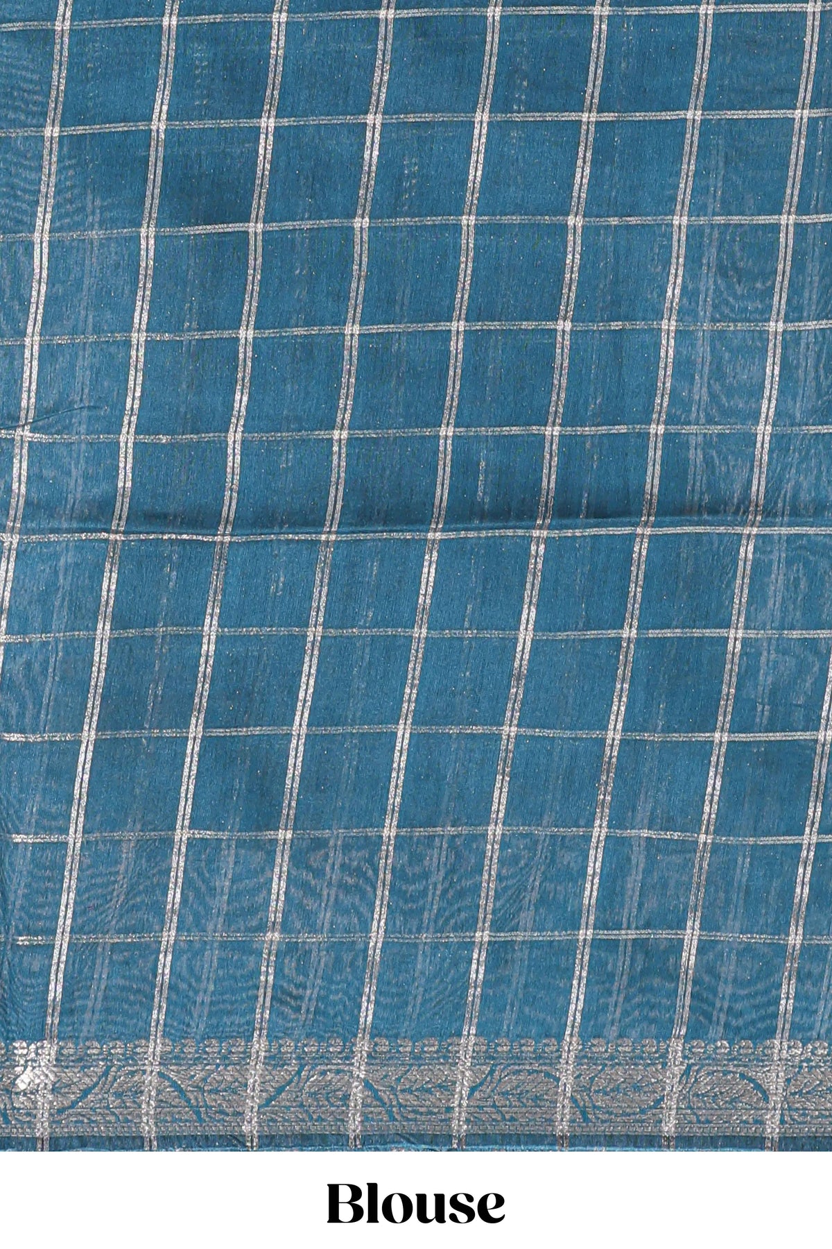 Red checked bottom floral design chanderi cotton saree with contrast border and checked blouse