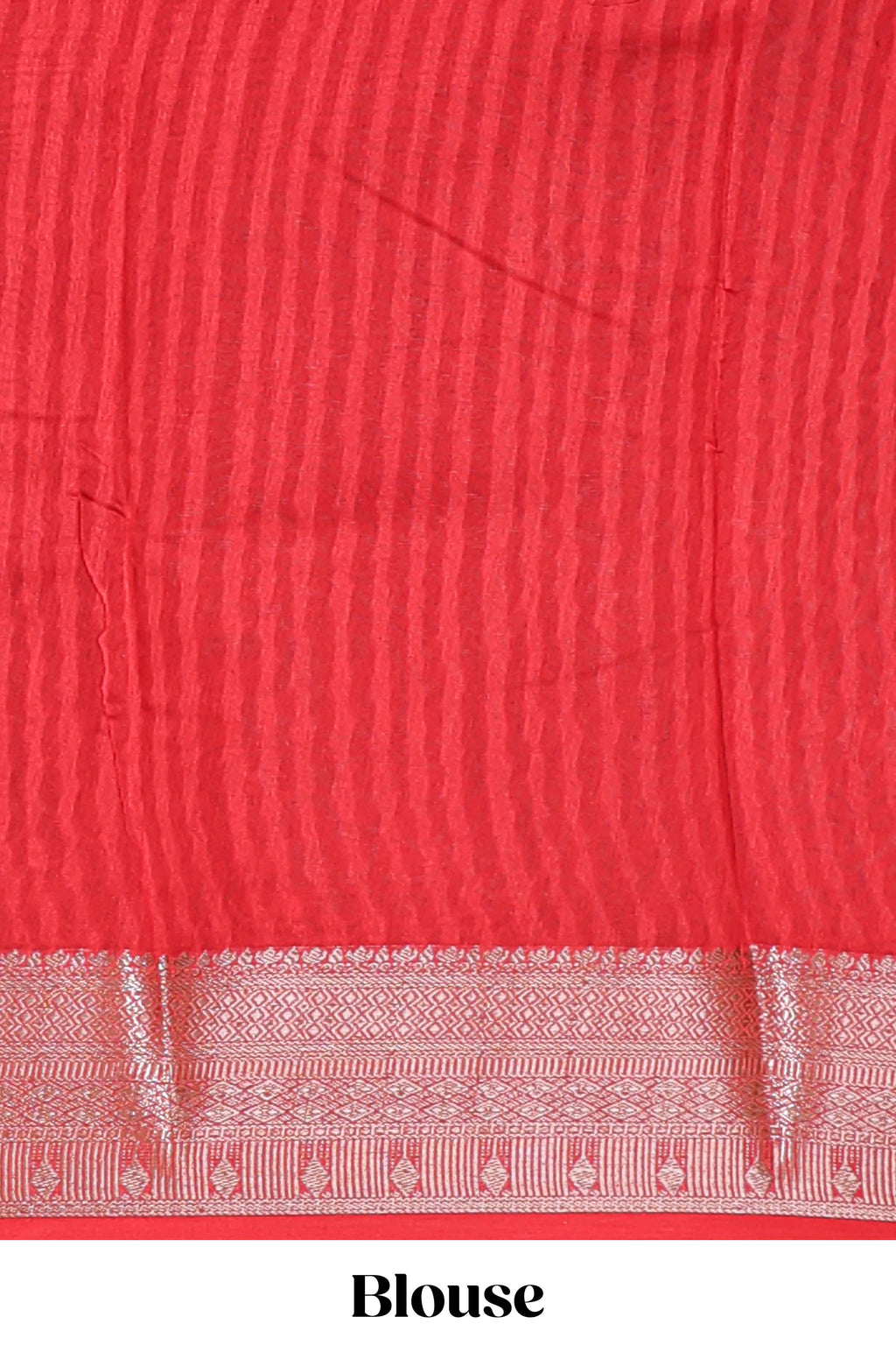 Cream geometric print design chanderi cotton saree with contrast border and striped blouse