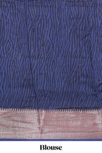 Cream geometric checked motifs chanderi cotton saree with contrast zari border and printed blouse
