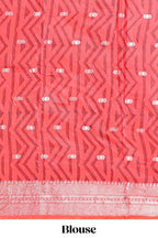 Cream floral design chanderi cotton saree with contrast border and printed blouse