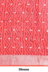 Cream floral design chanderi cotton saree with contrast border and printed blouse