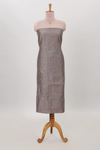Grey zari checked cotton chudidhar material with matching bottom and contrast dupatta
