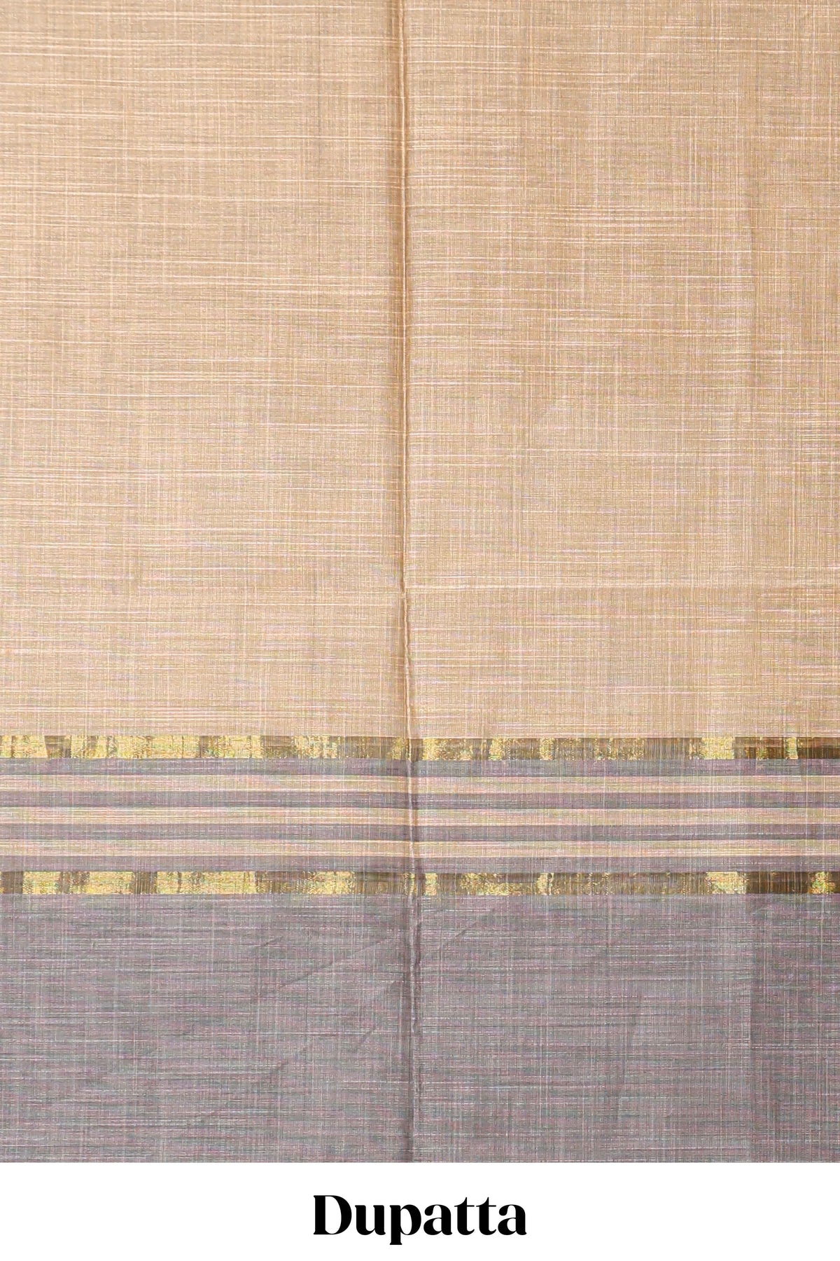 Grey zari checked cotton chudidhar material with matching bottom and contrast dupatta