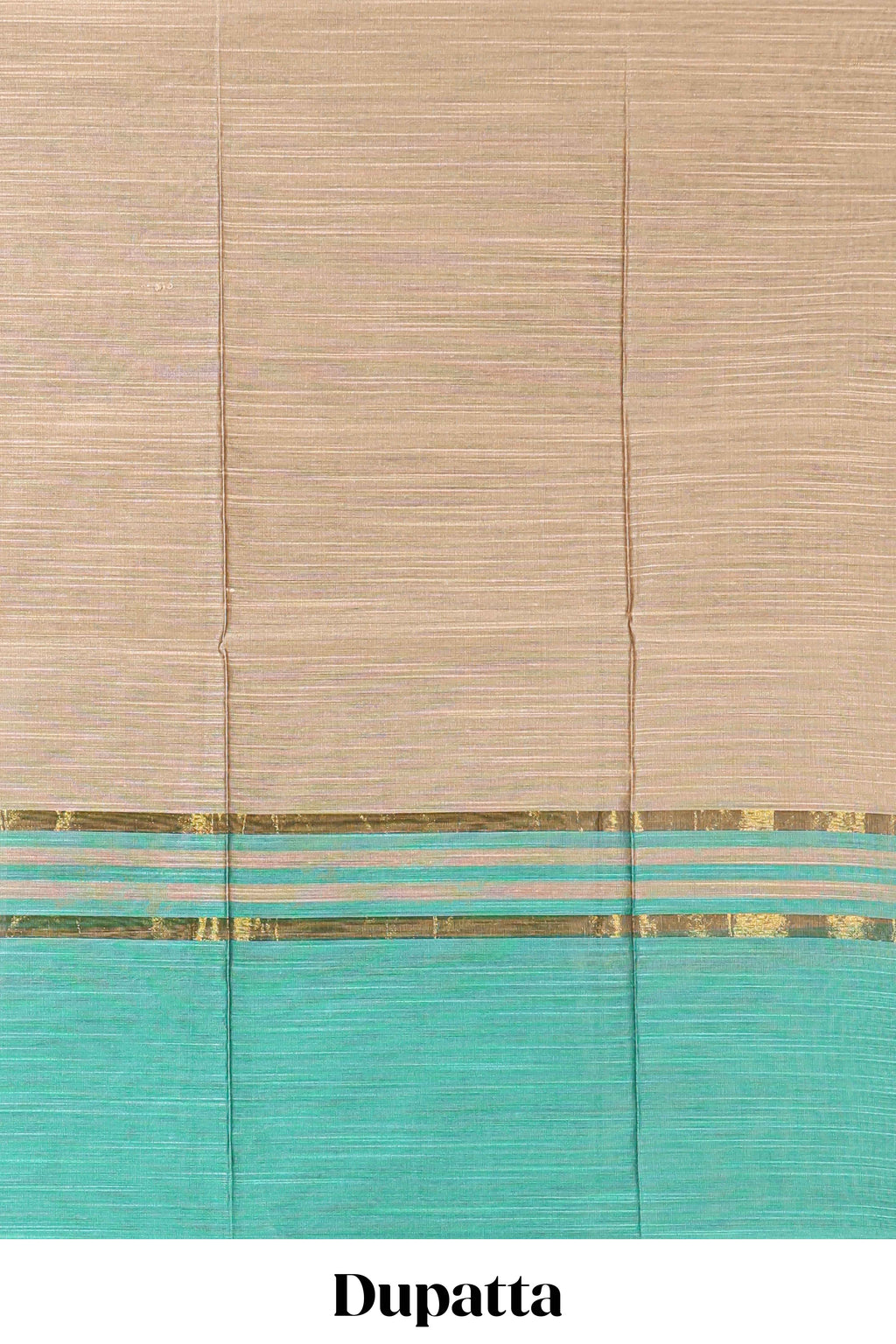 Green zari checked cotton chudidhar material with matching bottom and contrast dupatta