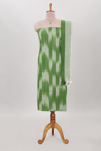 Green ikkat pattern cotton chudidhar material with matching pant and dupatta