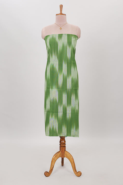 Green ikkat pattern cotton chudidhar material with matching pant and dupatta