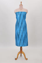 Blue ikkat pattern cotton chudidhar material with contrast pant and dupatta