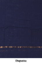 Blue ikkat pattern cotton chudidhar material with contrast pant and dupatta